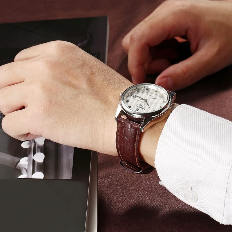 MORANO Moran Alligator Leather Watch Band Replacement Deployment Butterfly Buckle 18mm 19mm 20mm 21mm 22mm 23mm 24mm Crocodile Watch strap for Men and Women (Alligator Brown-Rose Gold Buckle, 22mm) - Image 3